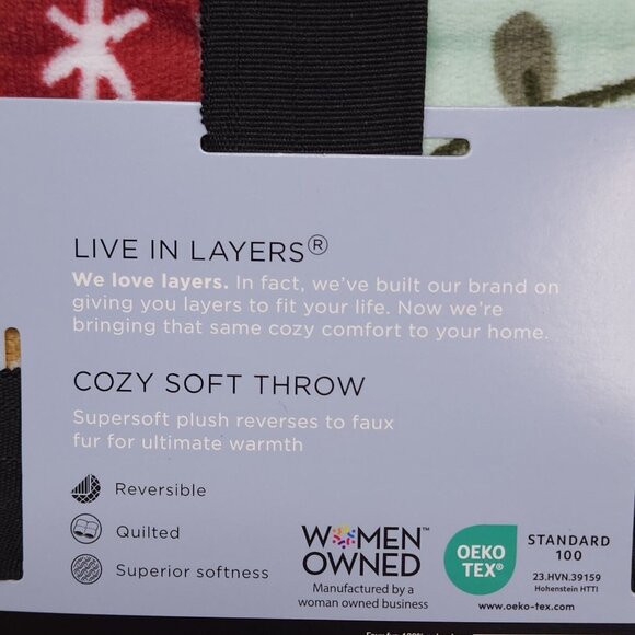 Cuddl Duds Sherpa Throw Blanket Plush to Sherpa Holiday Icon Toss Christmas Cozy - Picture 9 of 10